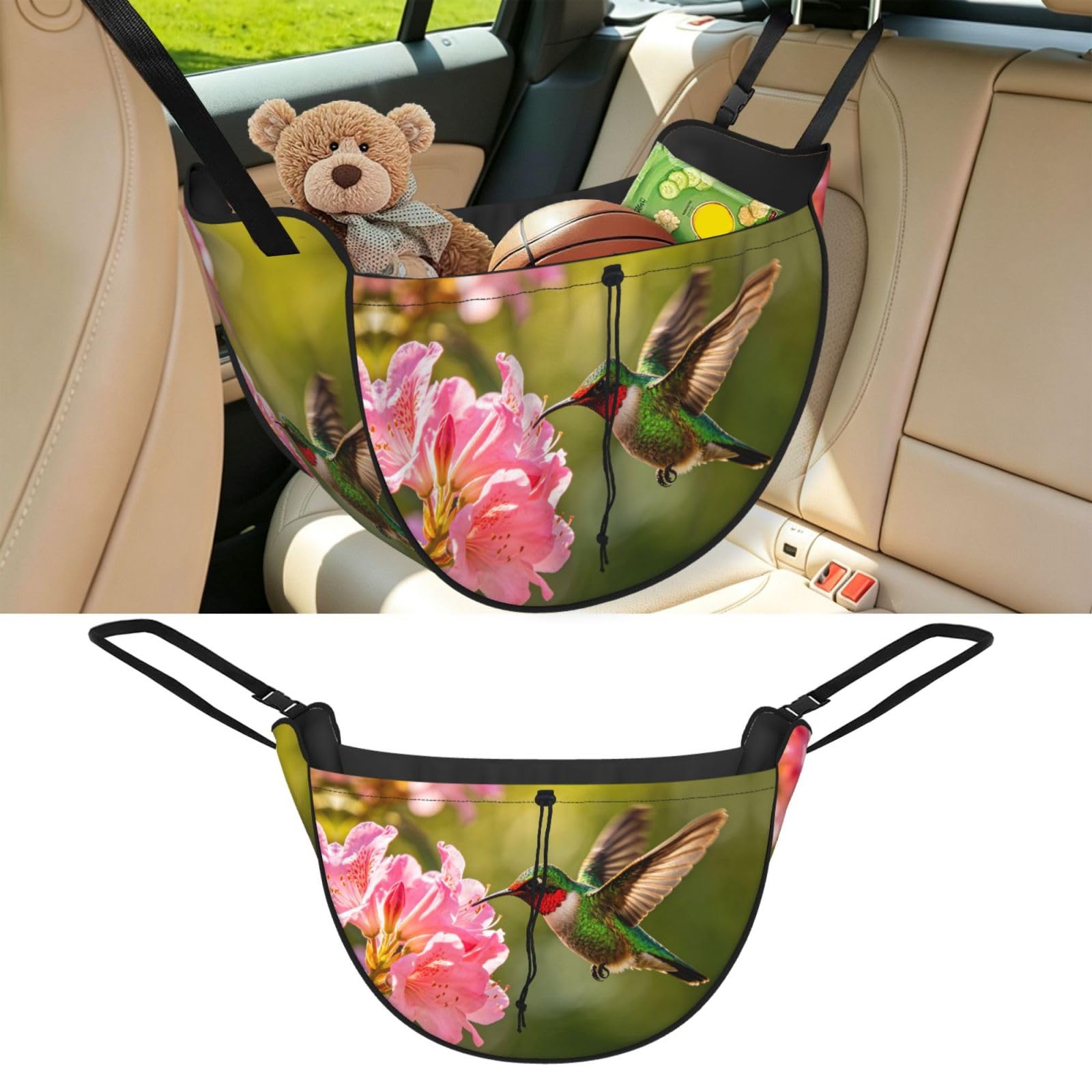 Cntdbu Black Green Hummingbird Car Seat Organizer-Backseat Storage Bag For Travel