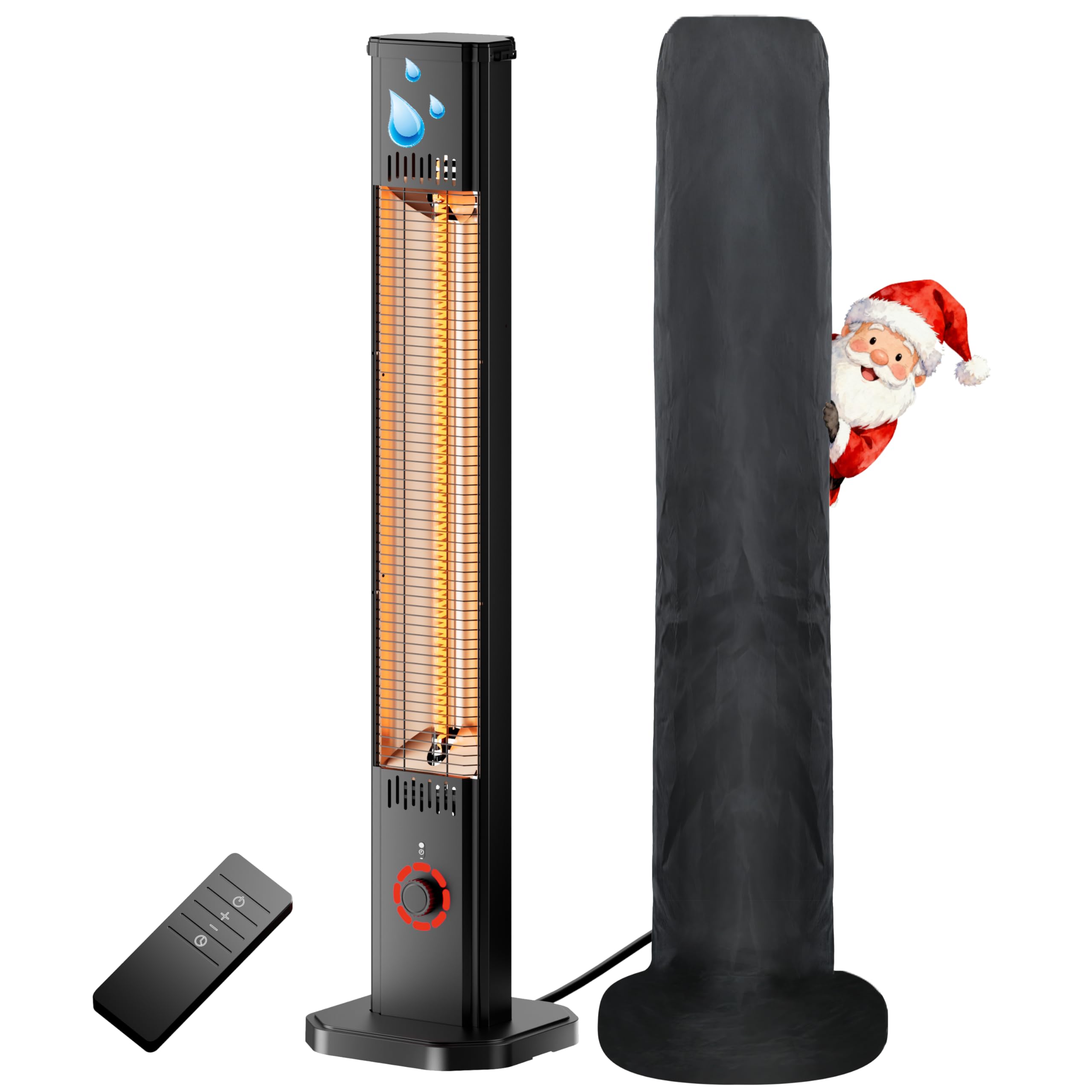 Photo 1 of **NON-FUNCTIONAL**
Outdoor Heater for Patio 1500W, 8H Timer, Waterproof, Infrared Electric Patio Heater, 8 Levels Heating for Garage Backyard Black with Dustproof Cover
