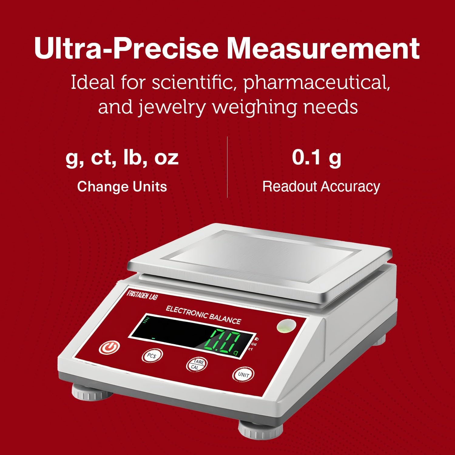 Fristaden Lab Bilancia di precisione per uso professionale, bilancia scientifica digitale con centigrammi (10 kg x 0,1 g (certificato di calibrazione))
