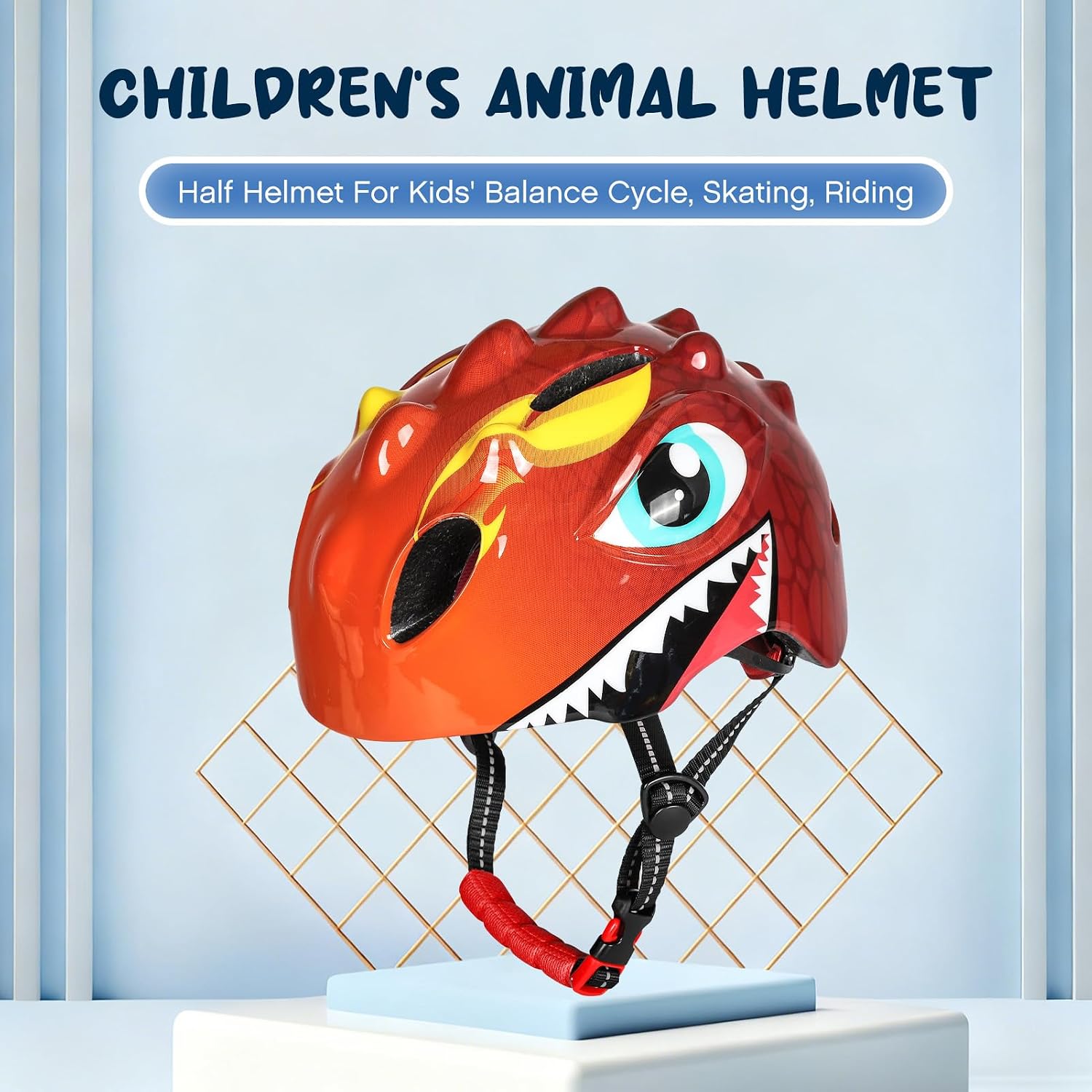 LIXADA Child Bike Helmets with Dinosaur Design for Boys Girls Toddler, Adjustable Ventilated PC EPS Cycling Helmet for Kids (S) (S)