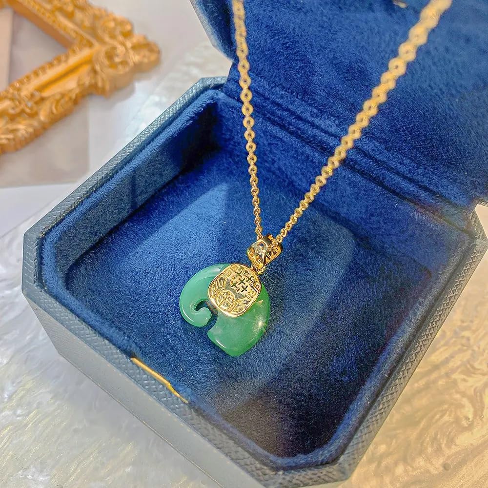 emmandsophie Jade Elephant Necklace | Vintage Style Jade Necklace for Good Luck| Whimsical Lucky Green Jewelry | Layerable Chinese Jewelry | Women Gift Idea - Image 8