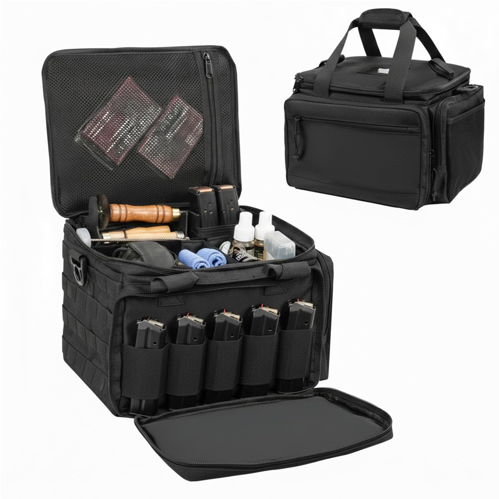 SCAVATA Tactical Pistol Range Bag, 4 Handgun Gear Organizer With MOLLE