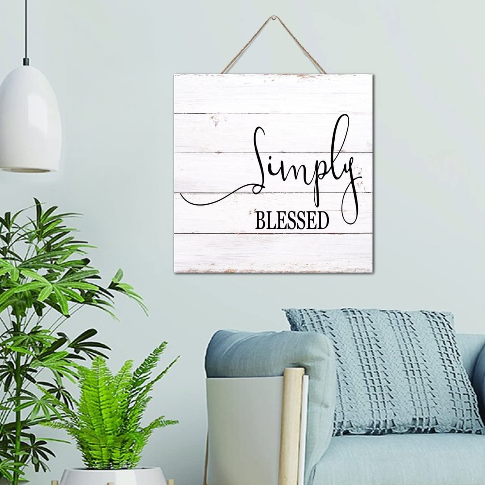 Décoration murale vintage en bois à suspendre Simply Blessed - Cadre rétro 30,5 cm