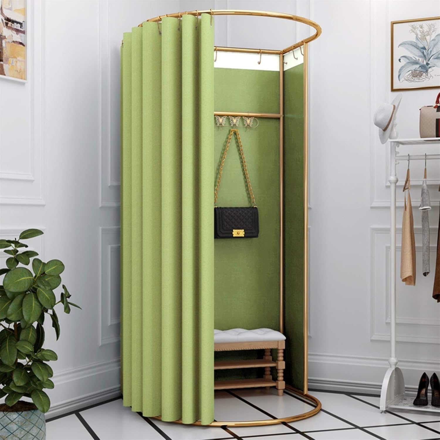 Standing Work Clothes Changing Room Changing Room Camp Toilet Changing Room Dressing Room Curtain Kit and Metal Frame Foldable Simple Dressing Room (15 Colors, Size: 80x200cm)