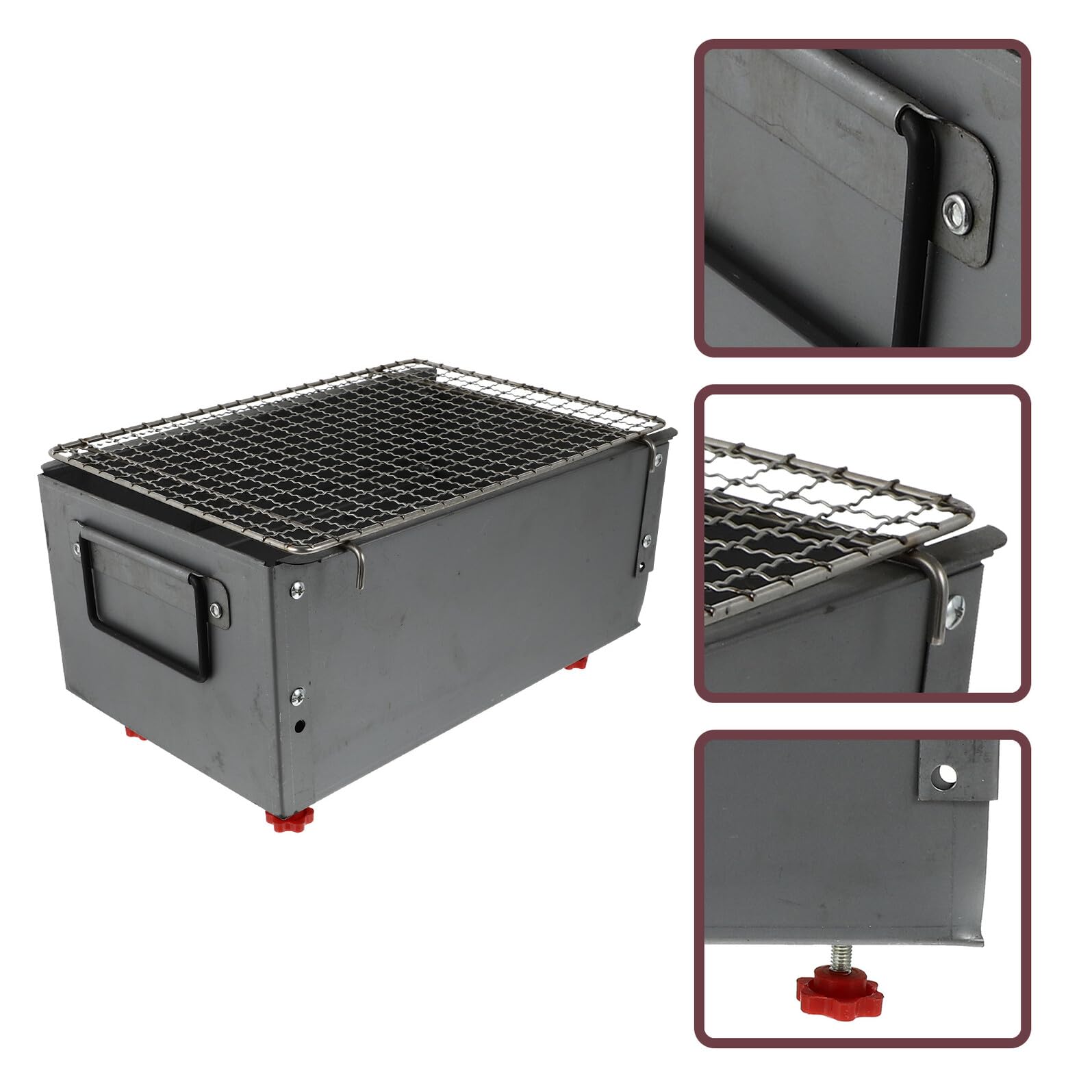 Yardenfun Grill Węglowy z Grubym Żelaznym Stopem Przenośny Ruszt Do Grillowania Kempingu Odporny Rdzę Łatwy Przechowywaniu Idealny Do Grillów Zewnątrz i Turystyki