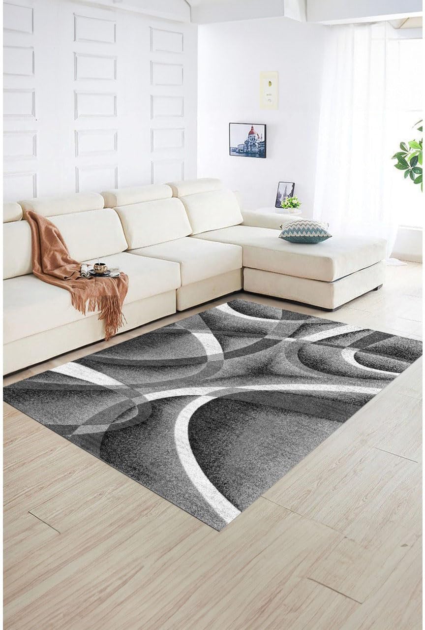 Grey Large Modern Rugs Living Room, Bedroom 160x230 cm Rug Extra Large Small Medium Rug Soft Touch Thick Pile Non-Shedding Area Rugs Carpet
