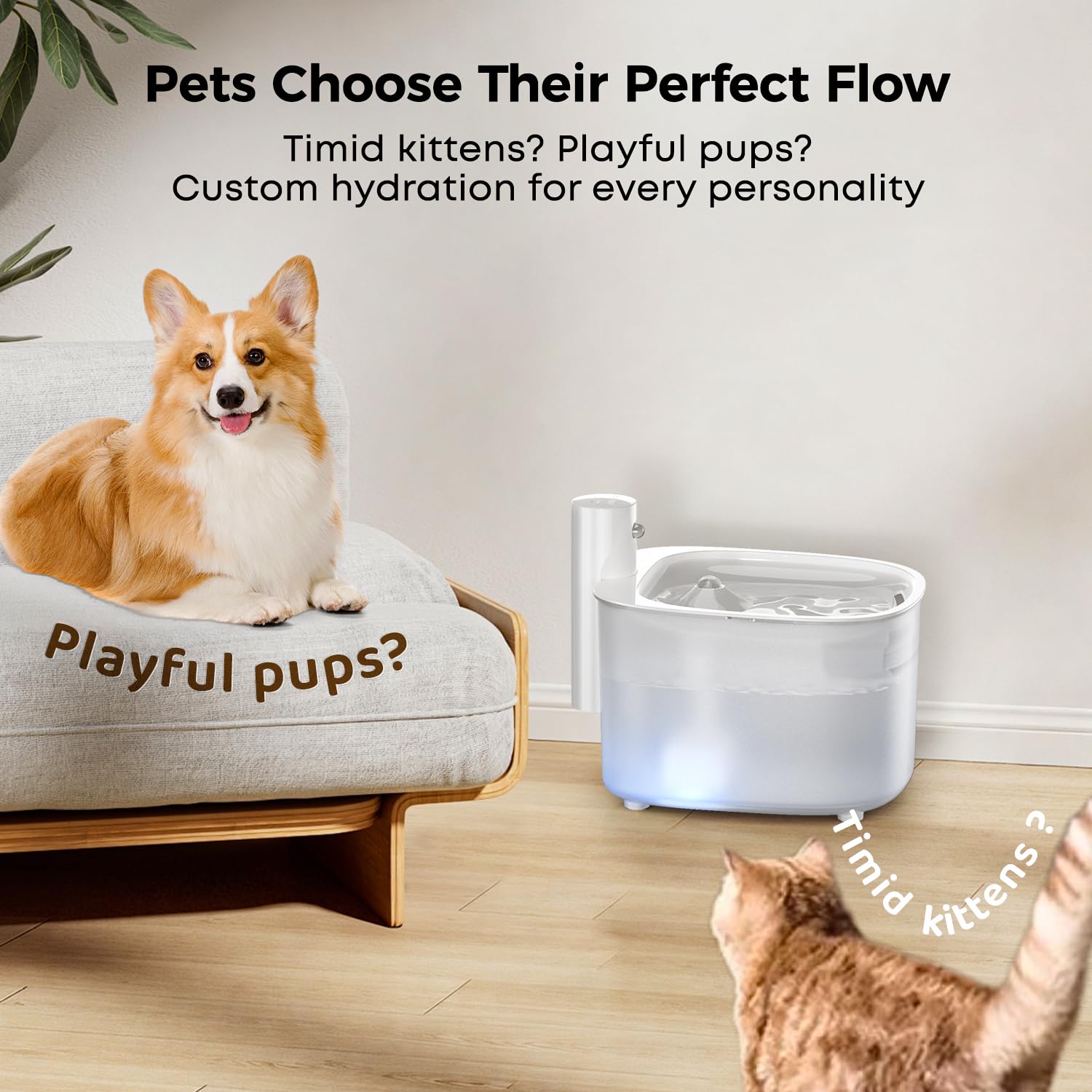 Fontanella per Gatti Senza Fili - Batteria con Sensore di Movimento -2.6L Fontana Automatico D'acqua Cani con Pila 3000mAh Ricaricabile Distributore Silenzioso Abbeveratoio - Dispenser Acqua Animali