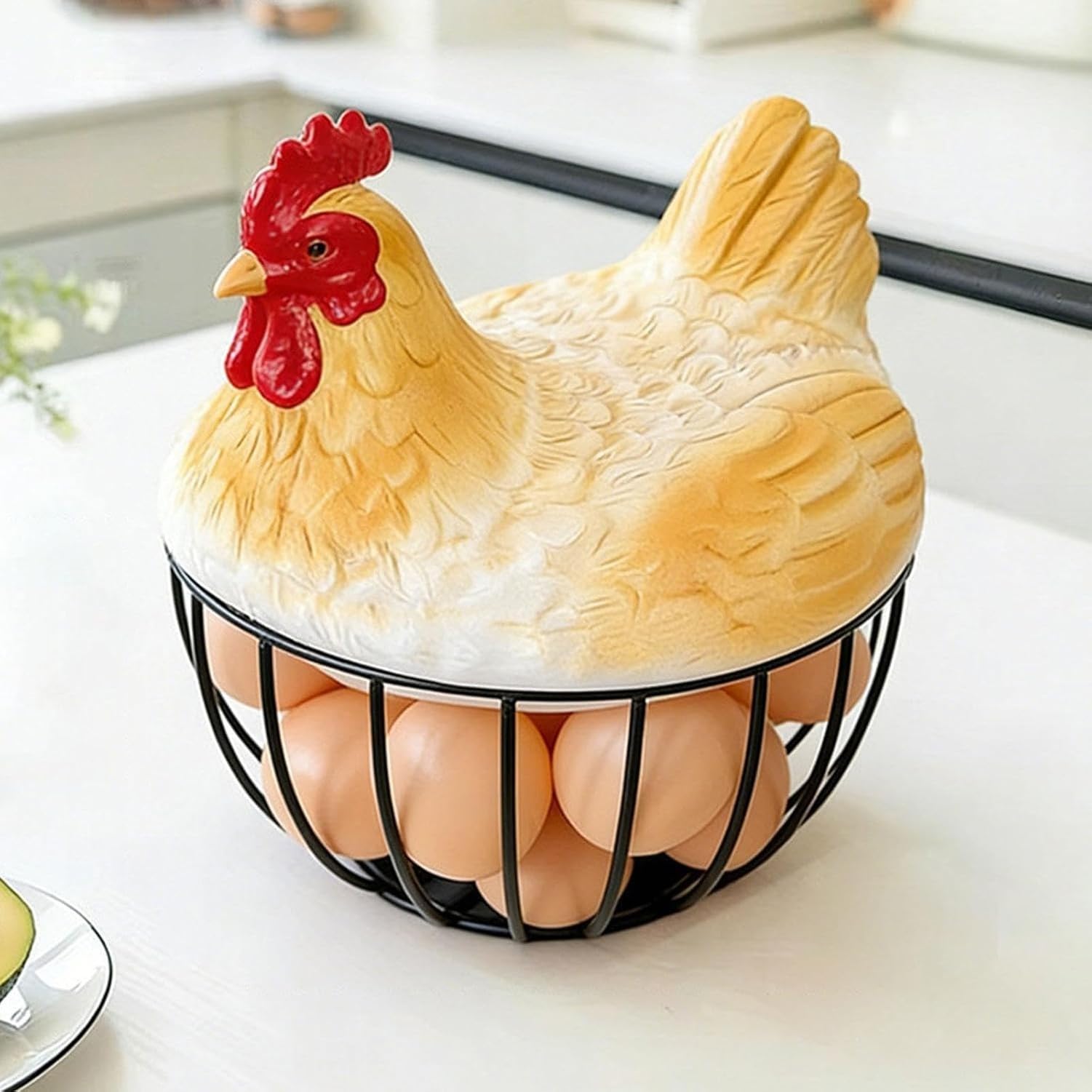 Cestino per Uova di Gallina, Contenitore Raccolta Uova con Manico, Porta Uova per Cucina