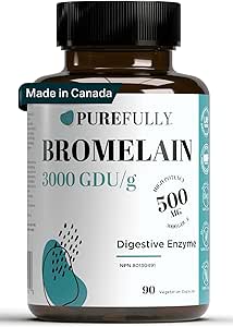 PUREFULLY Bromelain 3000 GDU/g 500mg, 90 capsules for Superior Digestive Support - Natural Pineapple Proteolytic Enzyme Supplement