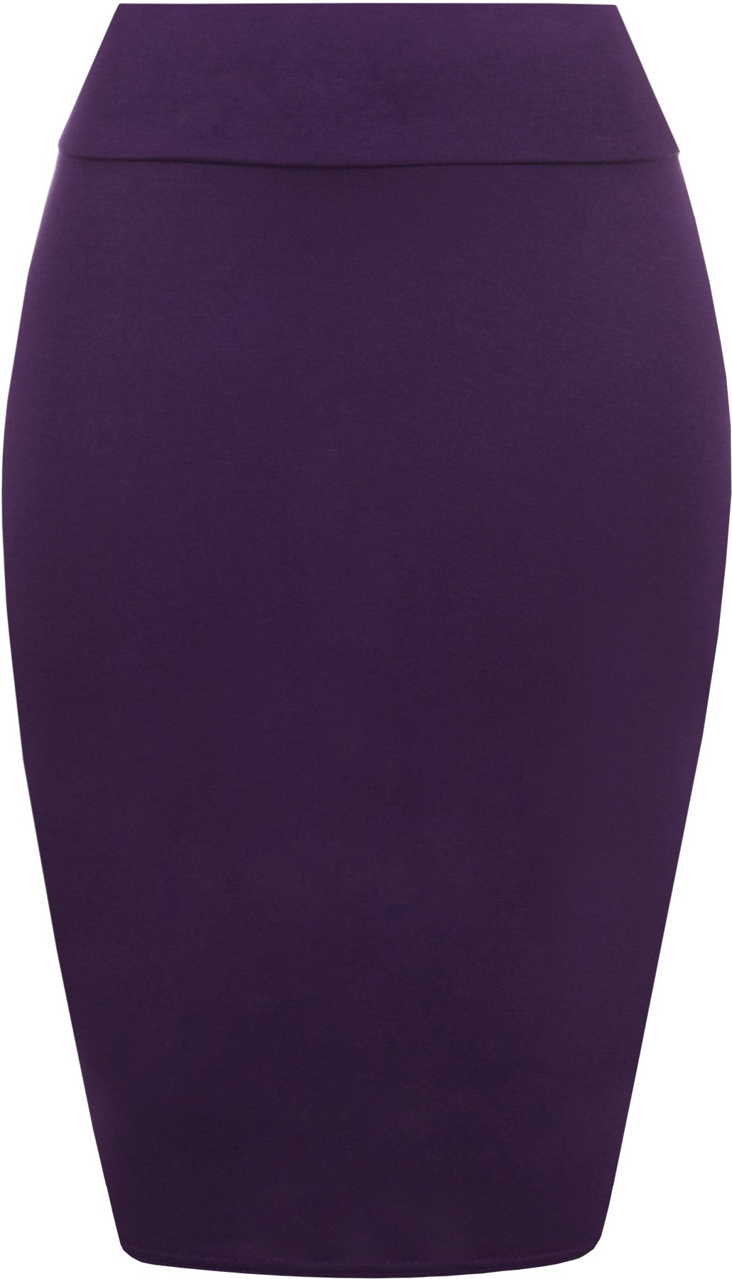 Wearall Women's Purple Plain Bodycon Pencil High Waisted Stretch Midi Skirt - 12/14