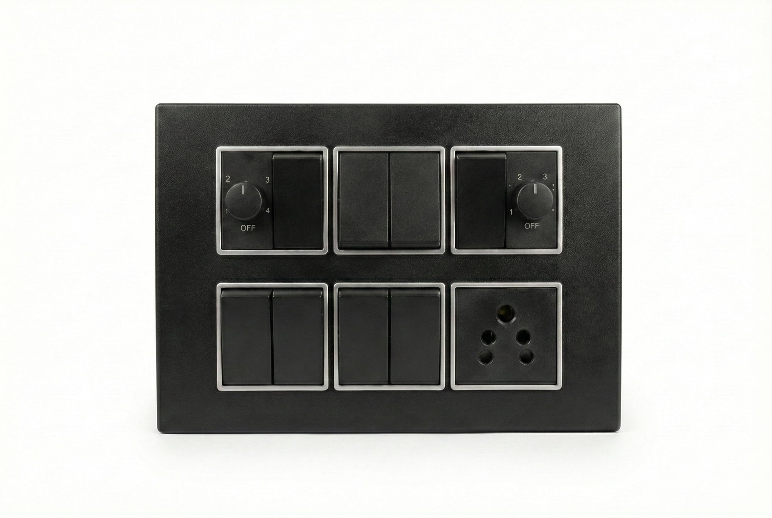 Surface Mount Modular Switchboard with 8 Switches, 2 Fan Regulators, 1 Socket, Black, 5A-image-17