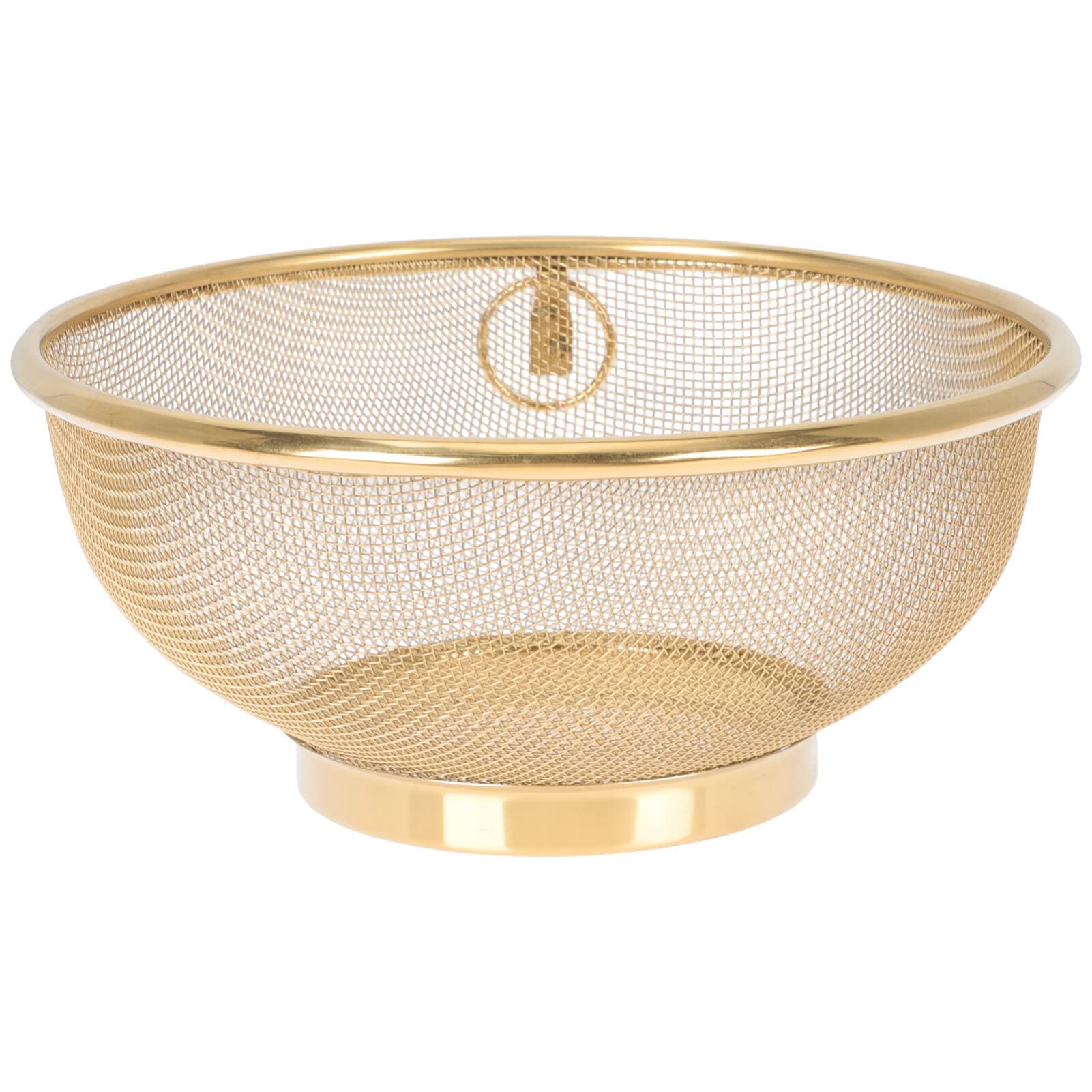 Colino a Rete in Acciaio Inossidabile Color Oro da 20 cm con Ganci per Appendere Riso, Pasta, Verdure e Frutta