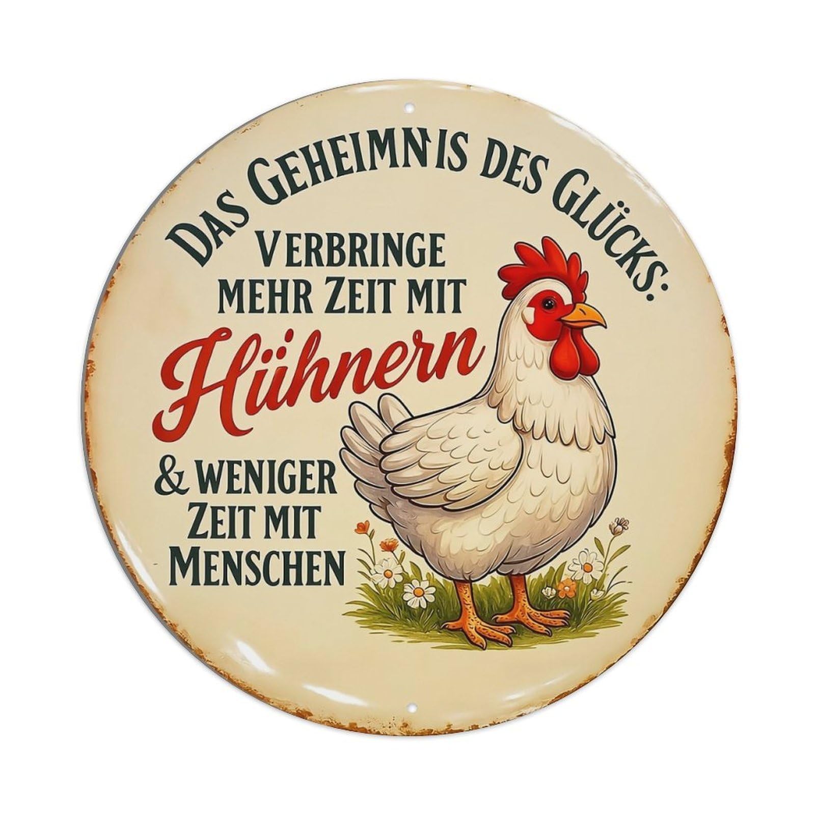 Chicken Farm Life Wisdom Art Vintage Round Tin Sign Retro Metal Wall Decor Metal Poster, Home Bar Garage Cafe Wall Art Decoration 8x8Inches
