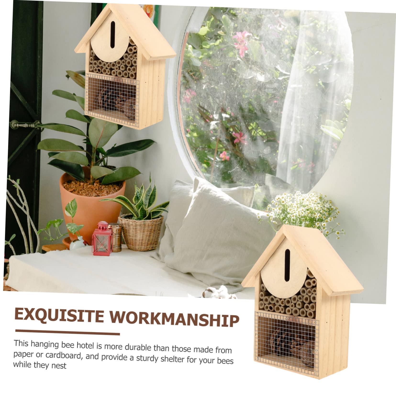 Hemobllo Casa per Api Sospesa per Insetti da Giardino Design Capanna Habitat per Api e Farfalle per Esterni