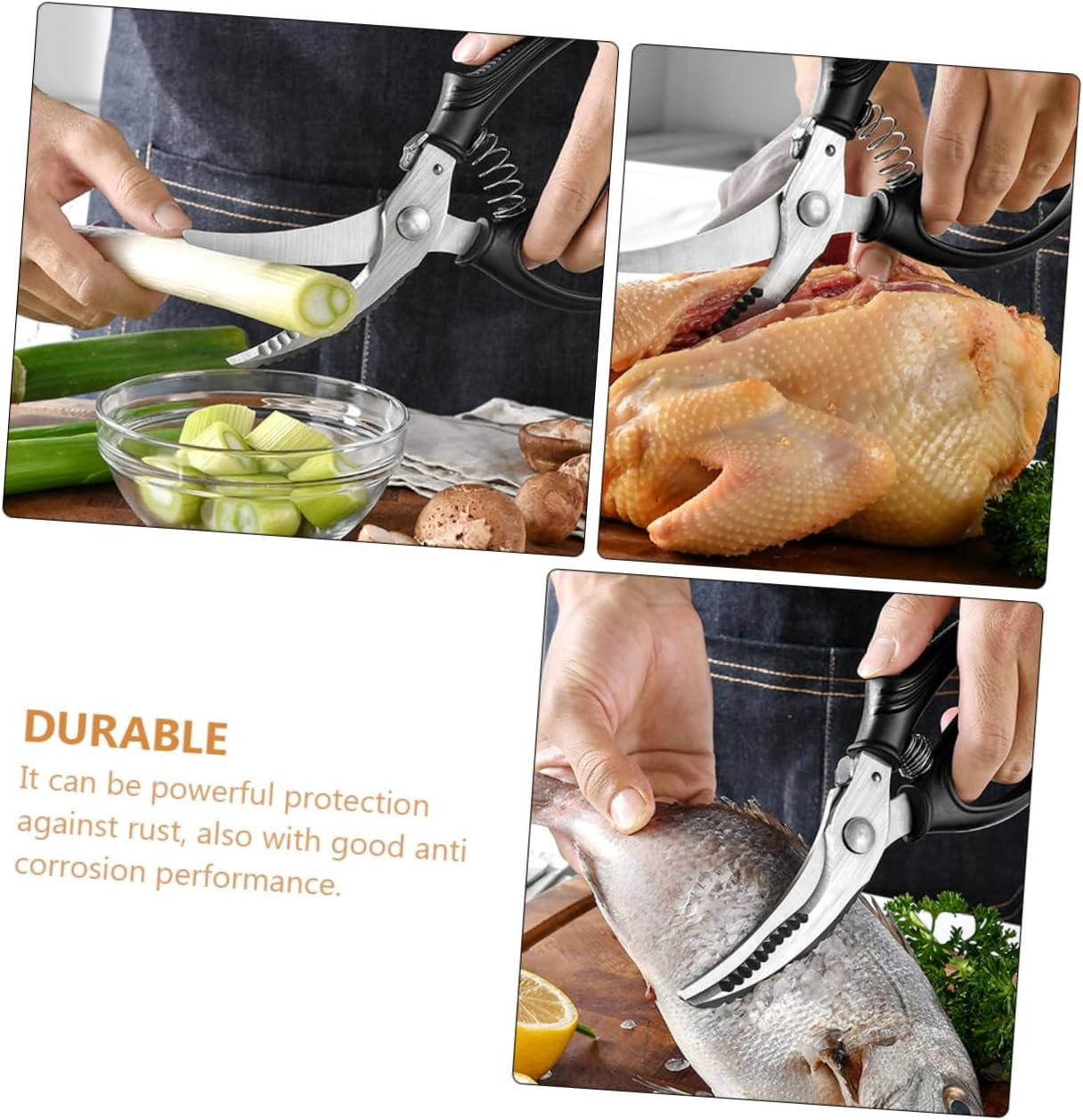 Heavy Duty Kitchen Scissors for Chicken Poultry and Fish Ergonomic Non-slip Handle Multipurpose Shears for Meat and Vegetables Dishwasher Safe Cooking Tools