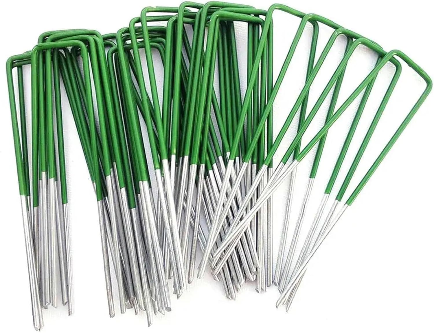 U-Shaped Fencing Staples 50pcs Garden Stakes U-Shaped Steel Garden Pins Heavy Duty Yard Lawn Tent Stakes Securing Pegs Lawn Turf Galvanised Pegs U-Shaped Fencing Staples