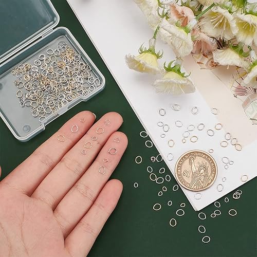 Miniatura 3 de PH PandaHall 300 piezas de anillos abiertos de 3 tamaños, conectores de junta tórica ovalados para fabricación de joyas de latón de acero inoxidable