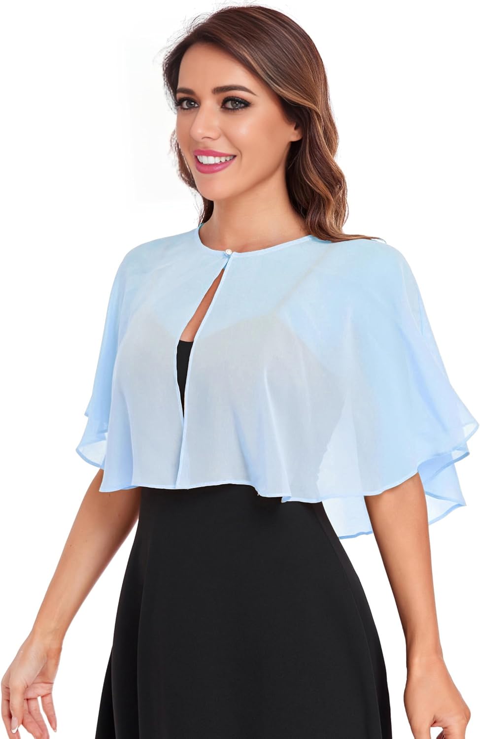 Capelets for Women Soft Chiffon Shawls Wraps Shurg for Evening Wedding Capes Bolero Cover Up - Image 3