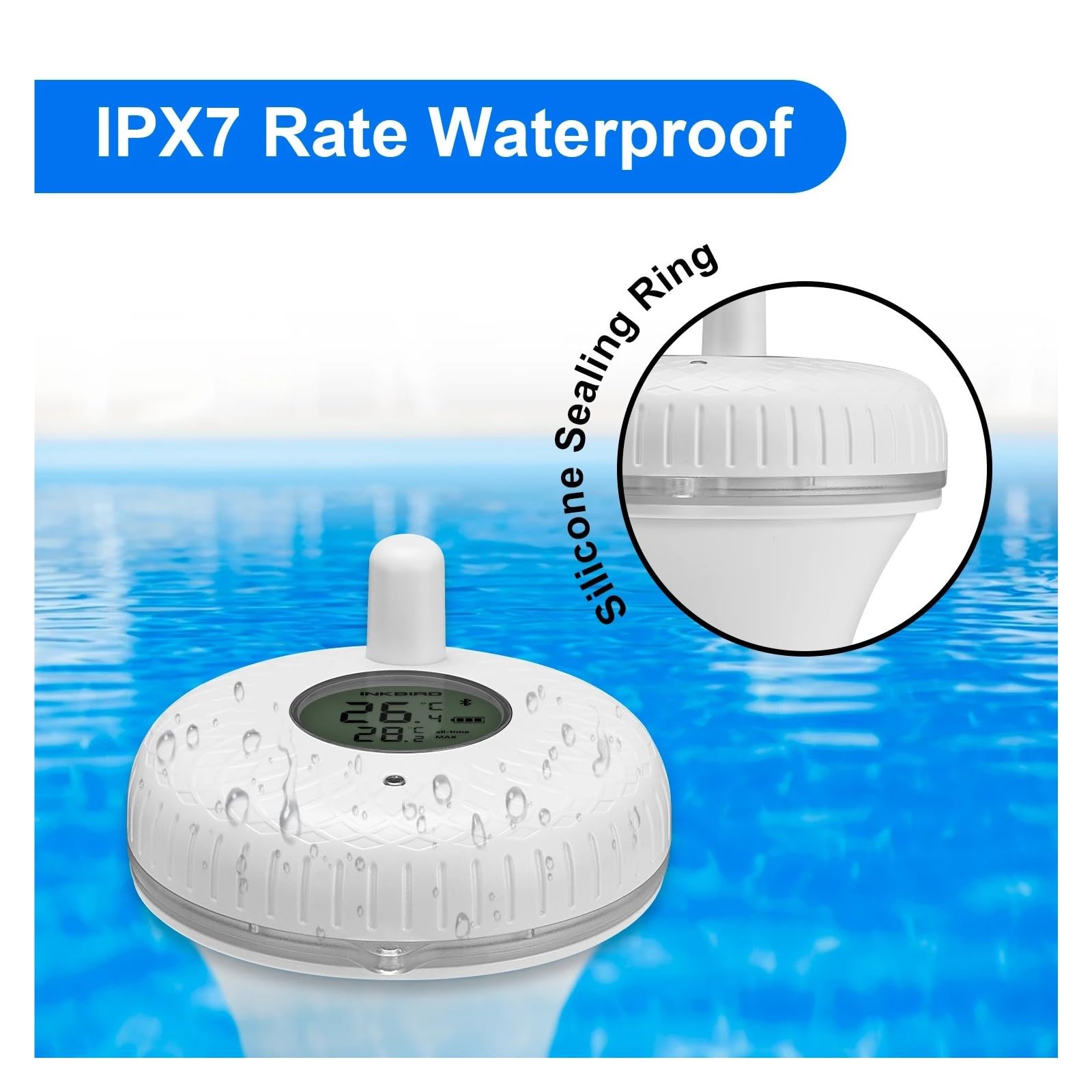 3 Tipi di termometro for Piscina Wireless, for Esterni e Interni, Controllo Bluetooth, Monitor Digitale della Temperatura accurato for Spa(WiFi Gateway)