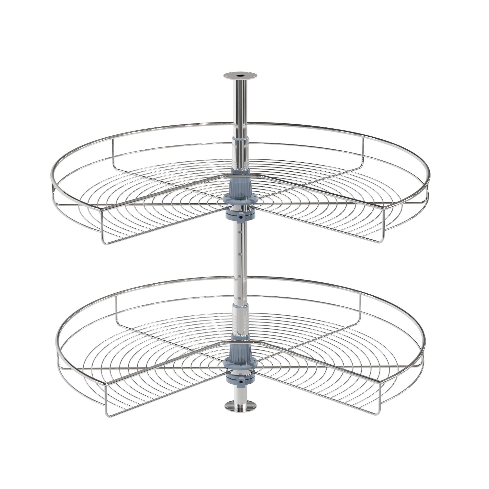 Dowell 32" Kidney Lazy Susan, 2 Shelves, Kitchen Base Corner Cabinet Organizer (Chrome 4001 270 32)