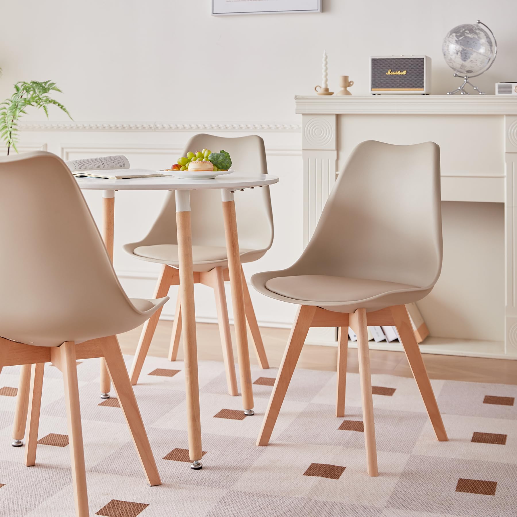 Set di Mobili per Sala da Pranzo, Set da Pranzo da 5 Pezzi con 1 Tavolo da Pranzo Rotondo e 4 Sedie da Pranzo, Ideale per Cucina, Sala da pranzo, Soggiorno, Ufficio (Marrone)