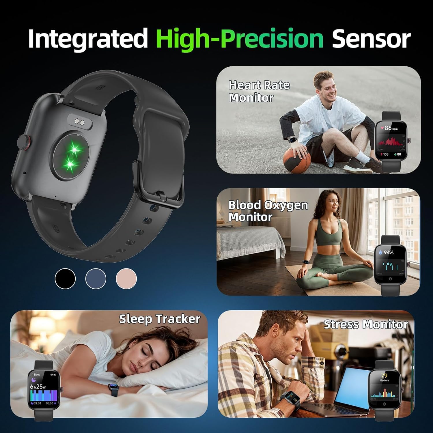 Reloj inteligente para hombre y mujer, 1,91 pulgadas, HD, con Alexa y función de teléfono, 100 modos de deporte, reloj inteligente, pulsómetro, monitor de sueño, podómetro, resistente al agua IP68