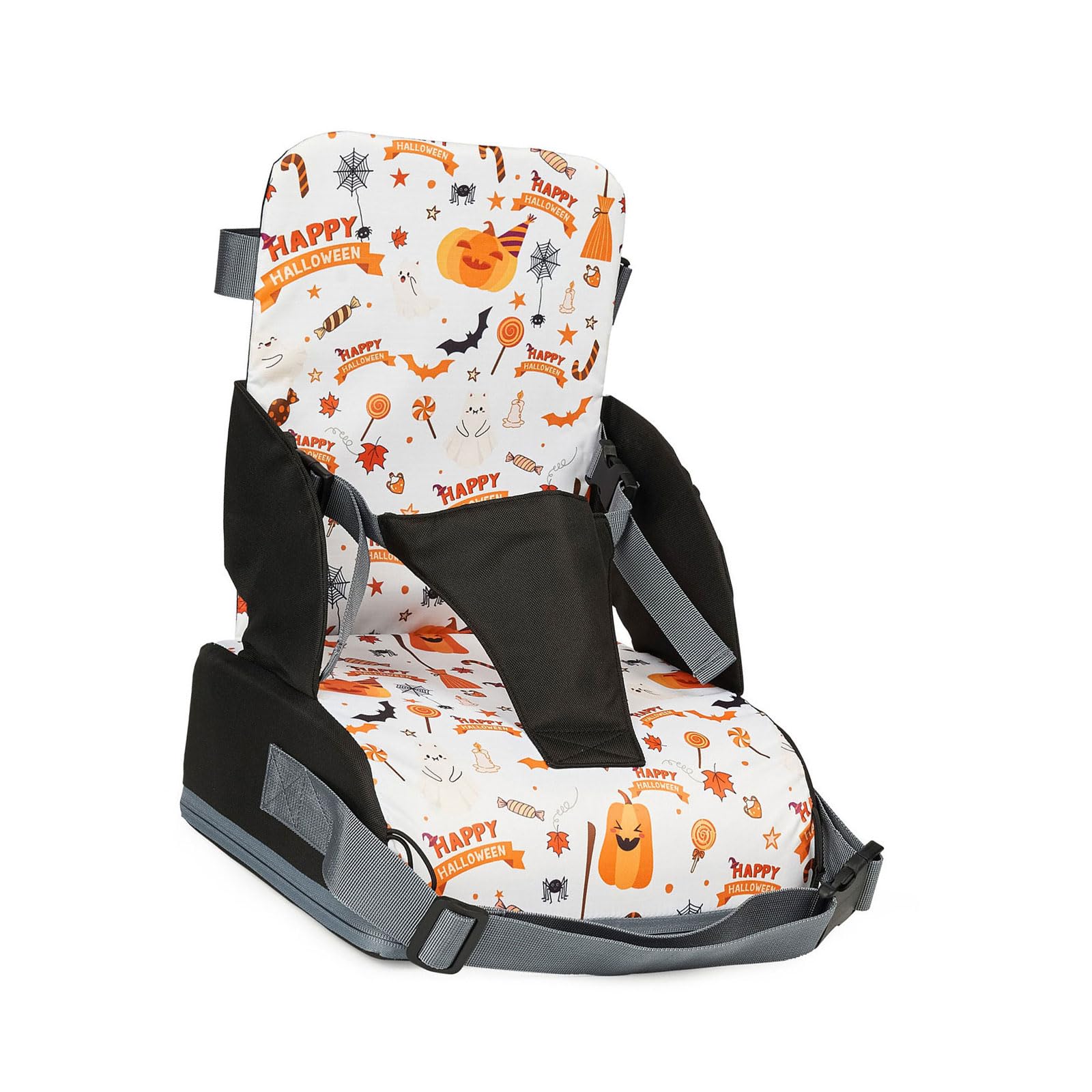Asiento ajustable para niños pequeños para comer, respaldo protector antideslizante, silla de aumento de altura, asiento plegable portátil