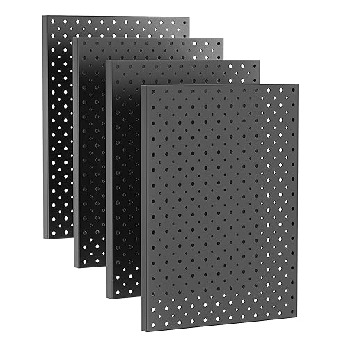 Ultrawall Metal Pegboard Panels, Pegboard Wall Organizer, Black Peg Boards for Wall, Garage Tool Storage Organization, 12"X16", 4pcs