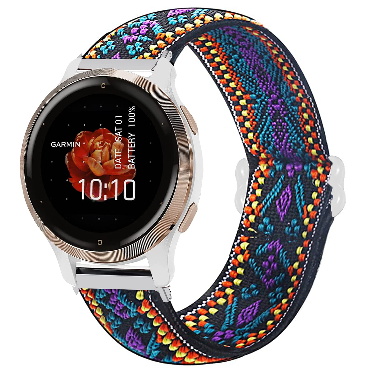 Venu 2S Bands, YOUkei Stretch Elastics Adjustable Replacement Strap Accessories Compatible with Garmin Venu 2S Smartwatch (Purple Blue)