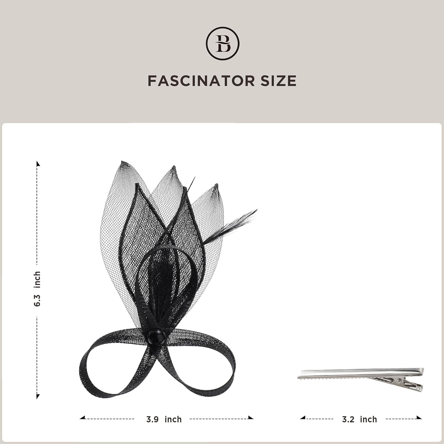 BABEYOND Fascinator Hair Clip for Women - Tea Party Kentucky Elegant Chic Mesh Feather Flower Bridal Wedding Headpiece - Image 6