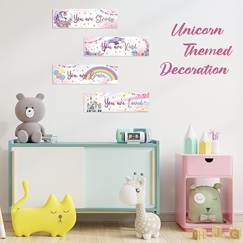 Miniatura 6 de Fulmoon Decoración de pared de unicornio  Decoración motivacional de arcoíris para dormitorio infantil y celebraciones de cumpleaños