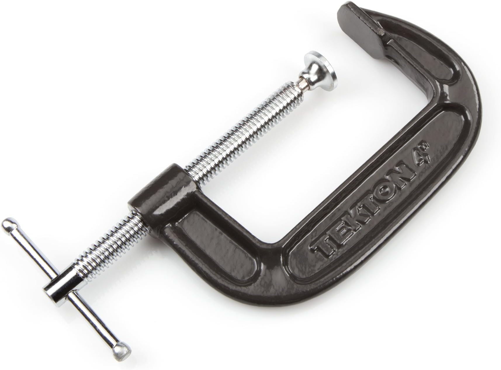 TEKTON 4-Inch Malleable Iron C-Clamp, 4-Inch Jaw Opening, 2-1/8-Inch Throat Depth | 4017