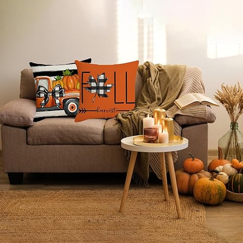 Miniatura 3 de Decoraciones de otoño para el hogar, fundas de almohada de otoño de 18 x 18 pulgadas, juego de 4, decoraciones de Acción de Gracias, funda de cojín