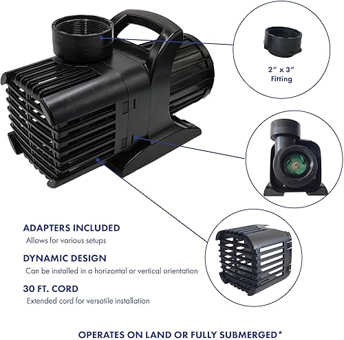 Miniatura 9 de Anjon Monsoon Bomba de agua sumergible, bomba de estanque de 6100 GPH con cable de alimentación de 30 pies, altura máxima de cabeza de 24 pies,