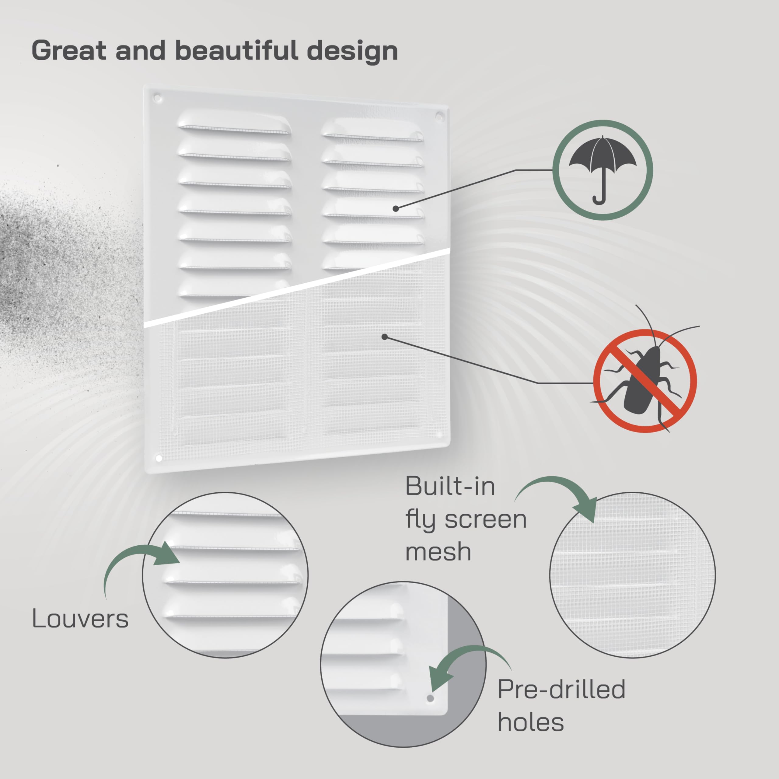 Vent Systems Grille d'aération blanche de 25,4 x 27,9 cm – Grille de retour d'air en métal avec maille de protection intégrée – Amélioration de la ventilation de la maison – Couvercle de conduit