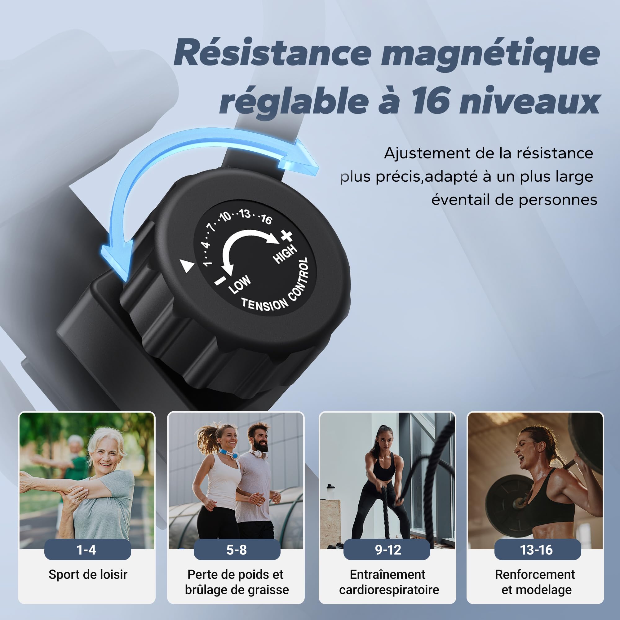 MERACH Vélo Elliptique pour la Maison, Ultra Silencieux Elliptique Compacts avec Résistance Magnétique à 16 Niveaux, Écran LCD, Capteur de Pouls, Application Exclusive MERACH, Capacité de charge 120KG