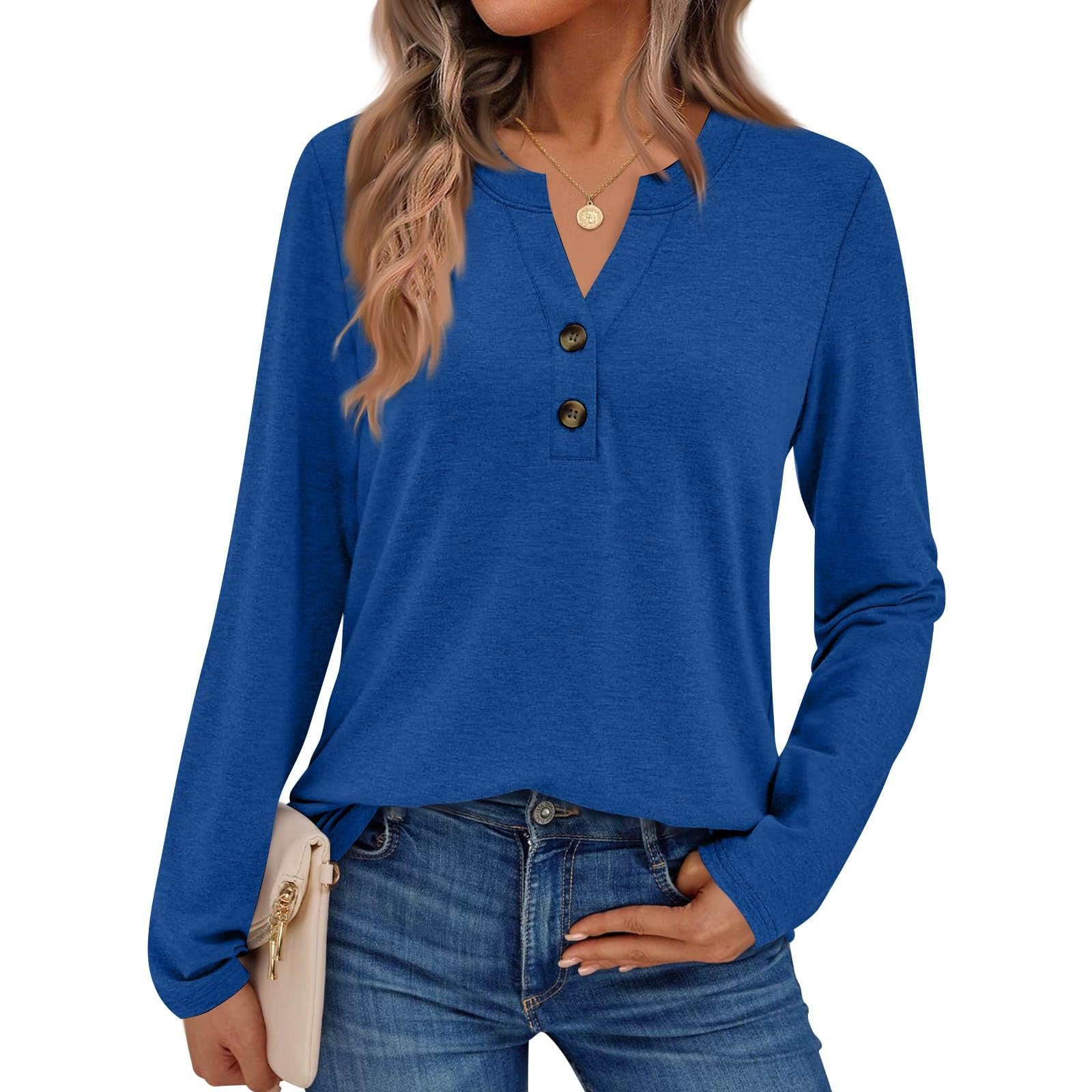 Spring Tops for Women 2026 Lightweight Long Sleeve Tops Trendy Basic Warm Pullover Elegant V Neck Shirts Clothing