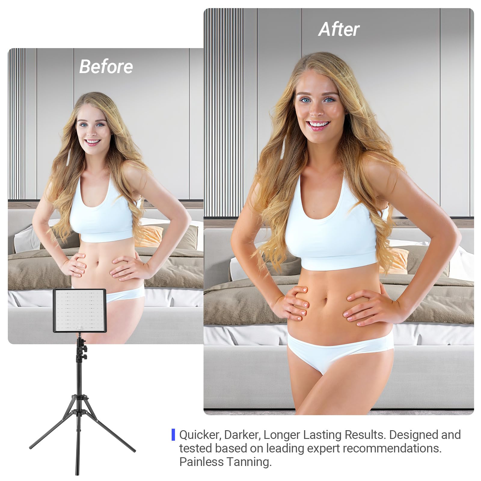 Cozion Lámpara Bronceadora 30W 120 LEDs con Trípode Retráctil y Protección Ocular para Cara y Cuerpo