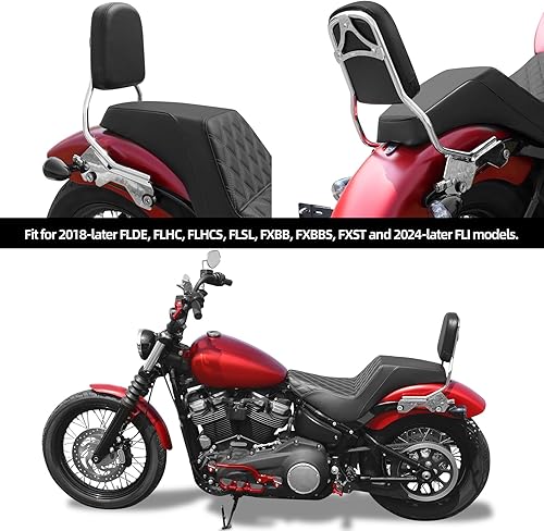 Miniatura 2 de TCMT Respaldo vertical de barra Sissy estándar con kit de accesorios de acoplamiento para Harley Heritage Classic FLHC Street Bob FXBB 2018-2023