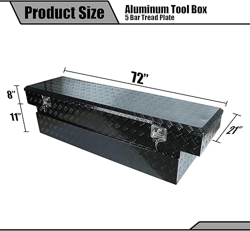 Miniatura 2 de Aikosin Caja de herramientas chapada a rayas de aluminio resistente de 72 pulgadas, caja de herramientas para camioneta, caravana, remolque, caja de