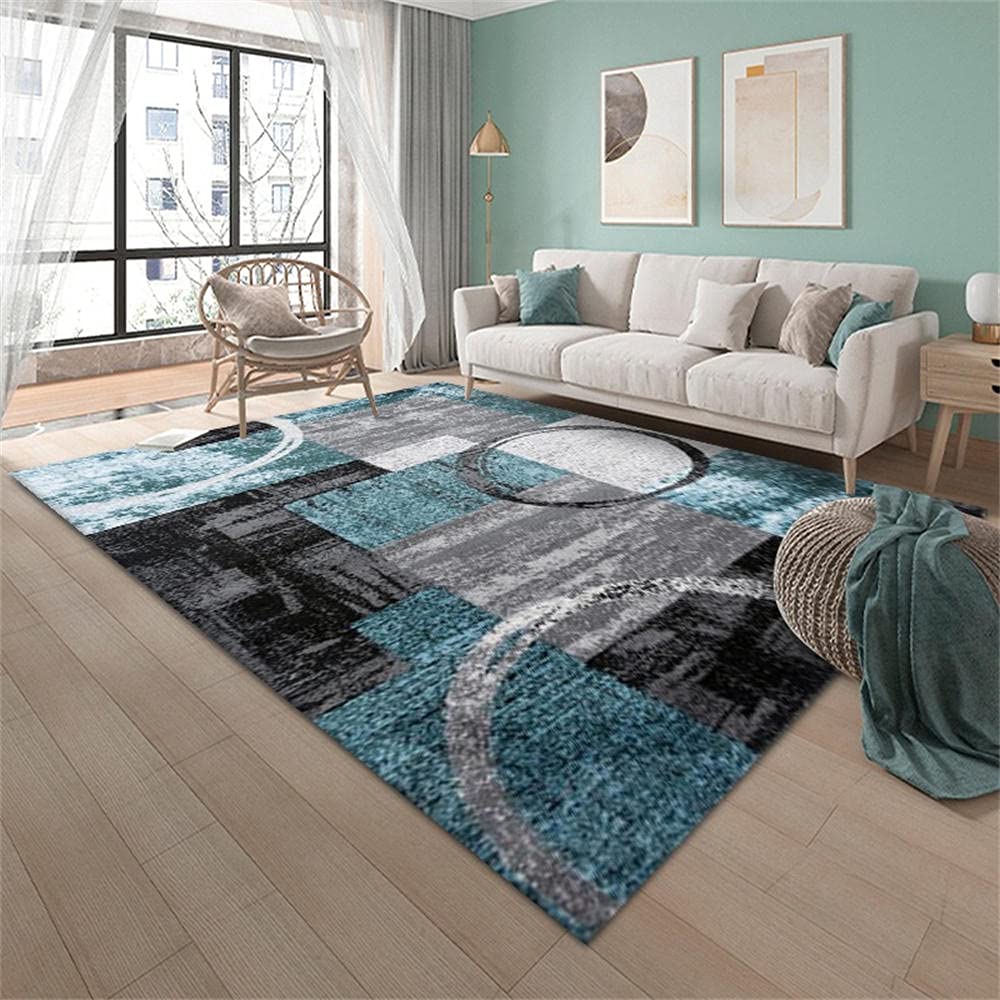Tapis couloir bleu gris de décoration chambre tapis géométrique 50X160cm