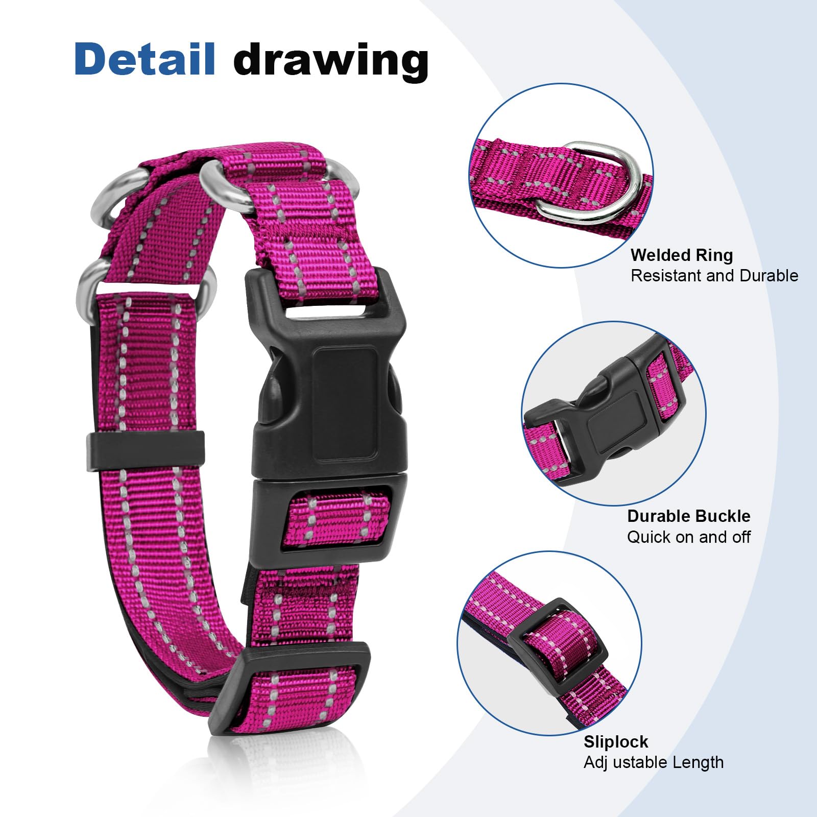 Martingale Hundehalsband Mit Reflektor & Schnellverschluss | Verstellbares Nylon-Halsband Für Kleine, Mittlere & Große Hunde | Größe S, Farbe Lila