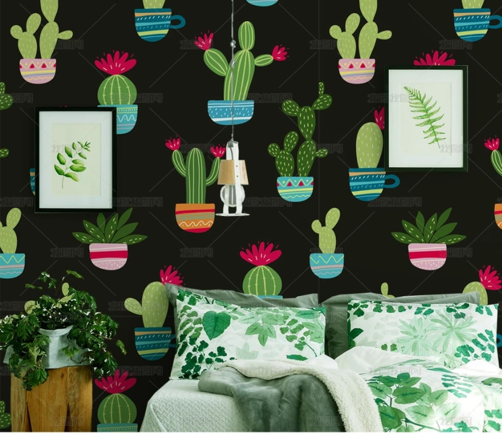 Papier peint autocollant cactus noir 45x300cm vinyle adhésif meuble
