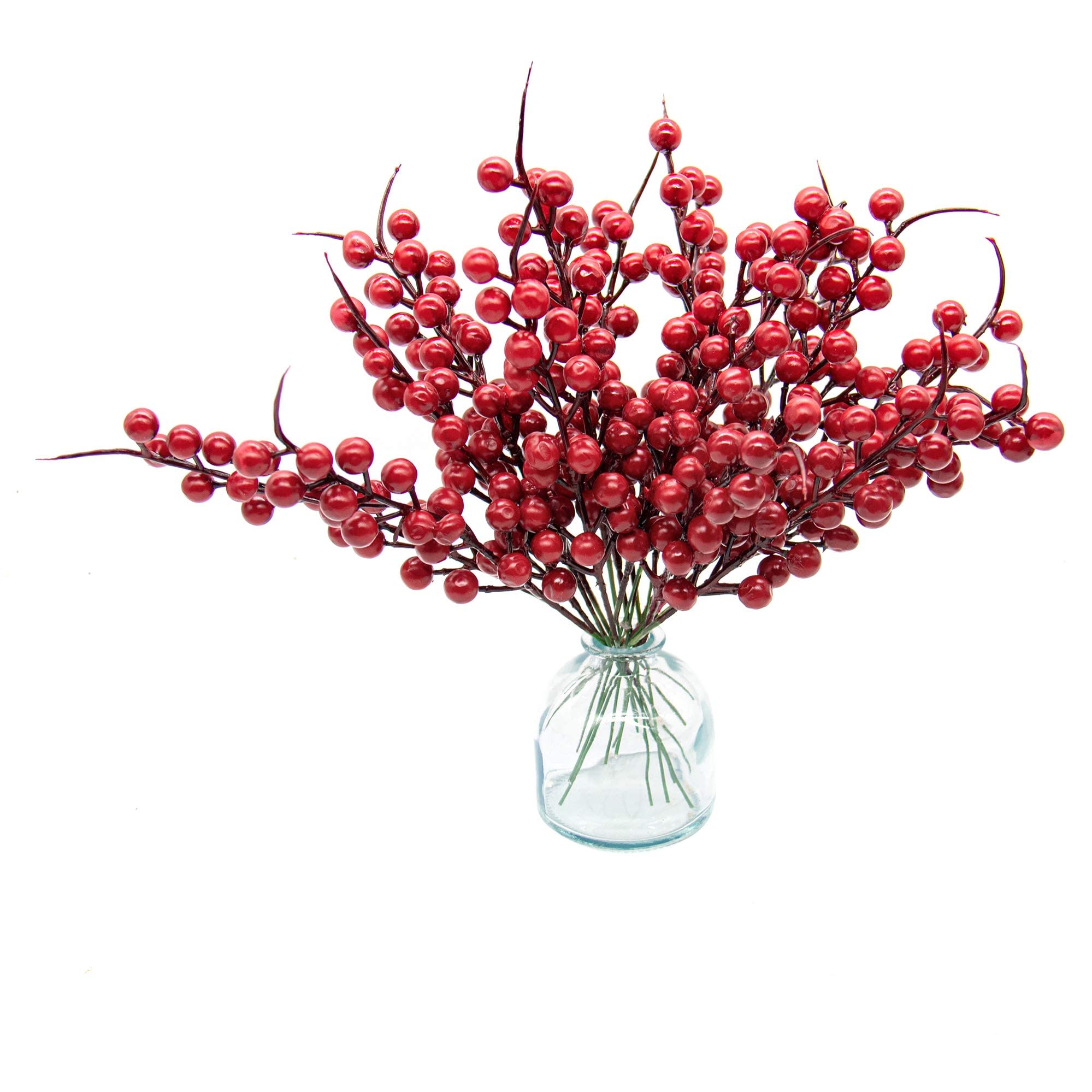 AUEAR, Lot de 20 tiges de baies rouges pour décorations de sapin de Noël, travaux manuels, vacances et décoration d'intérieur