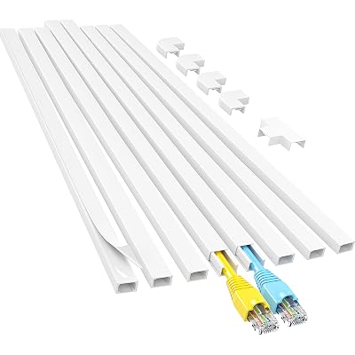 Yecaye Cord Hider, 113in One-Cord Cable Concealer, Cord Covers for Wires on Wall, Easy Install Cable Management Kit for 2 Small Wires, Cables Raceway Home Office, W0.59in H0.4in, White