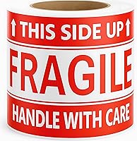 Vista 1 de 3 x 5 pulgadas, 100 calcomanías frágiles para envío: fácil de rasgar, adhesivo permanente, mango con calcomanías de cuidado para caja de envío