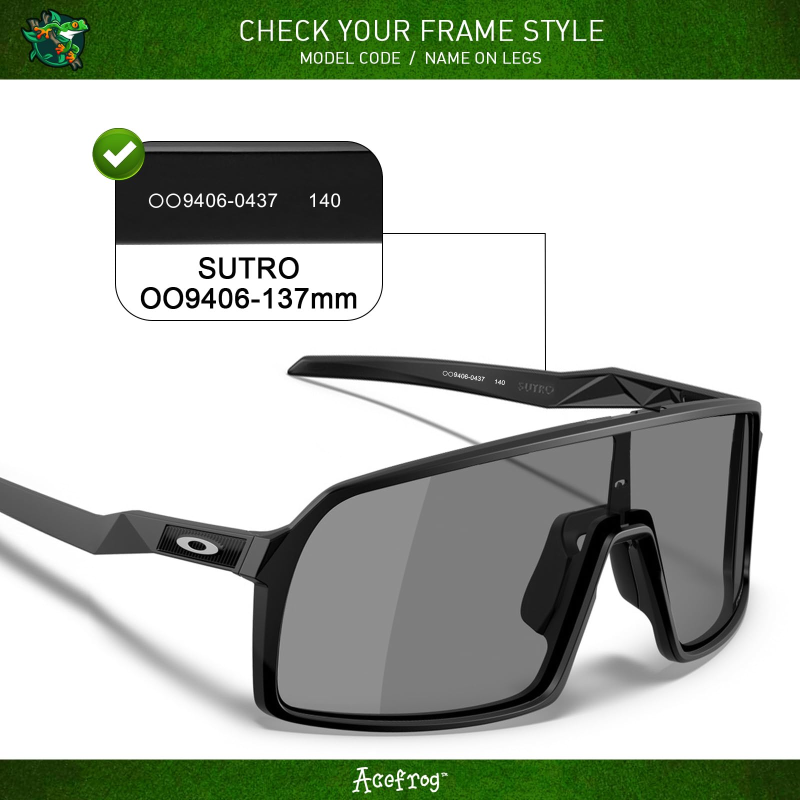 Acefrog 4 lenti polarizzate di ricambio per occhiali da sole Oakley Sutro OO9406, perfettamente compatibili, infrangibili, antigraffio, lenti polarizzate
