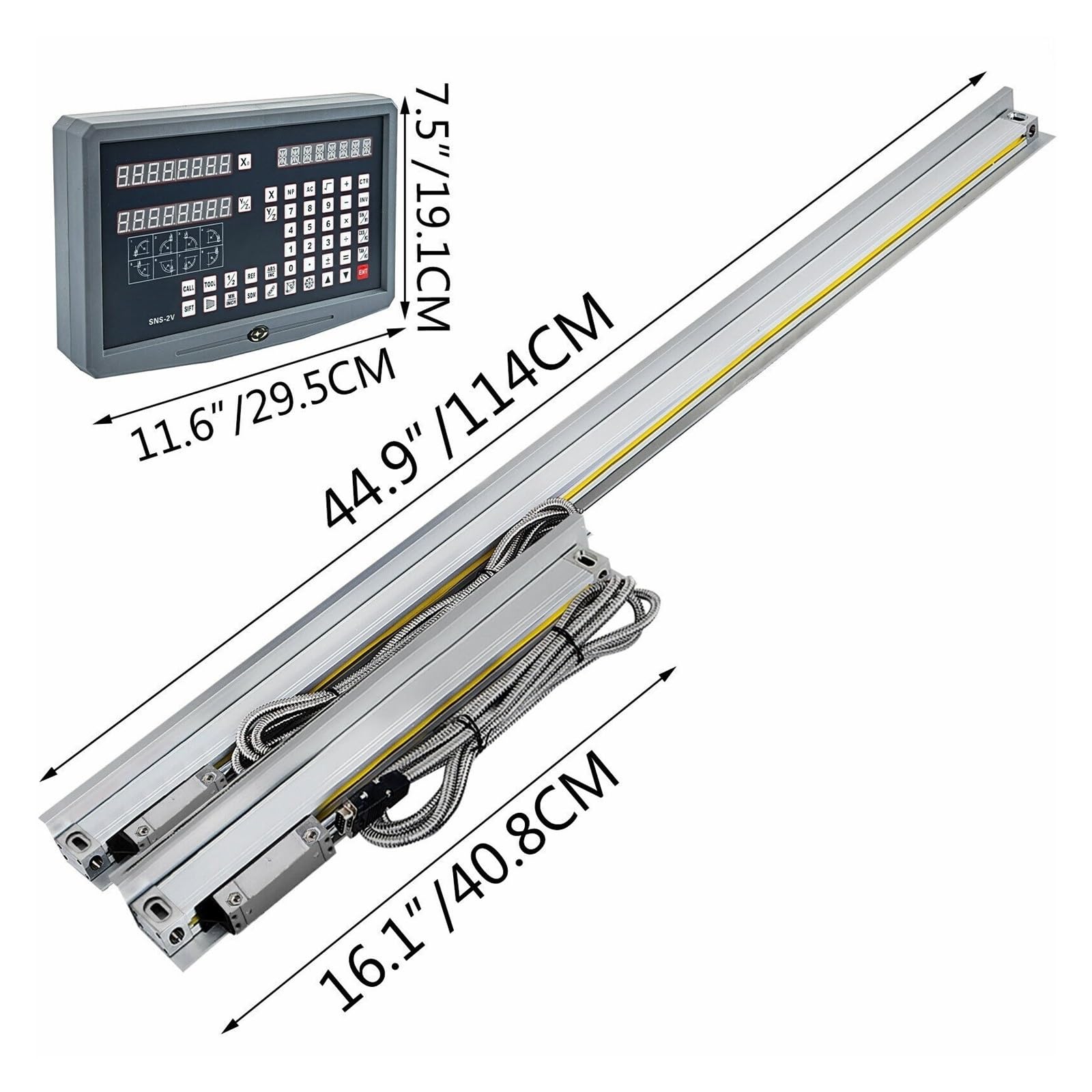 Linearer Skalengeber 50 MM – 1000, 2-Achsen-3-Achsen-Digitalanzeige for Fräsen, Bohren, Schleifen, Drehen, Metallbearbeitung Für den Heimwerkergebrauch(Combination)