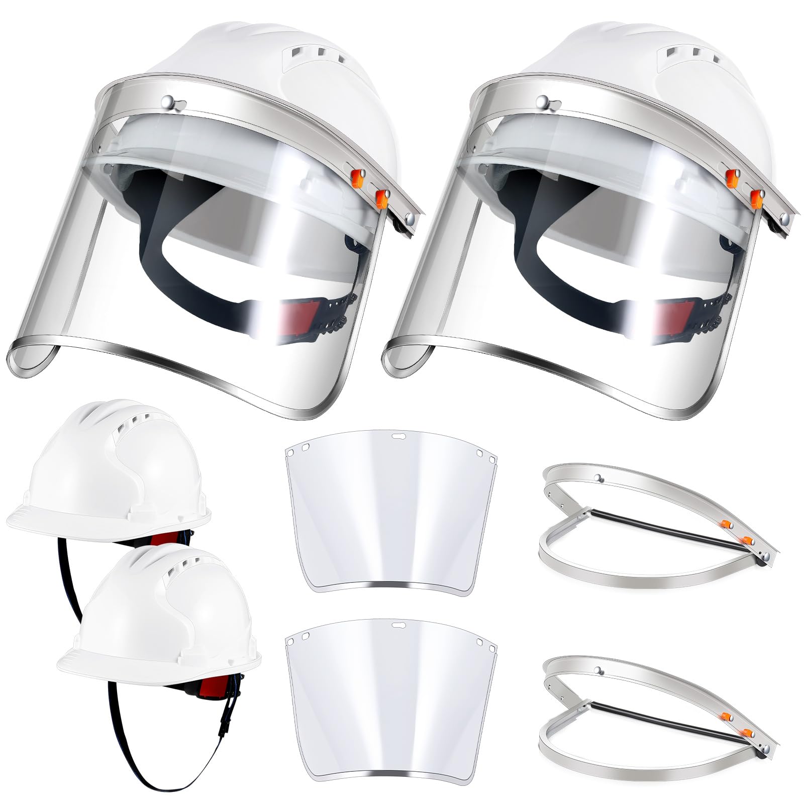Weysat 2 Sets Face Shield with Hard Hat, Grinding Helmet Visor White