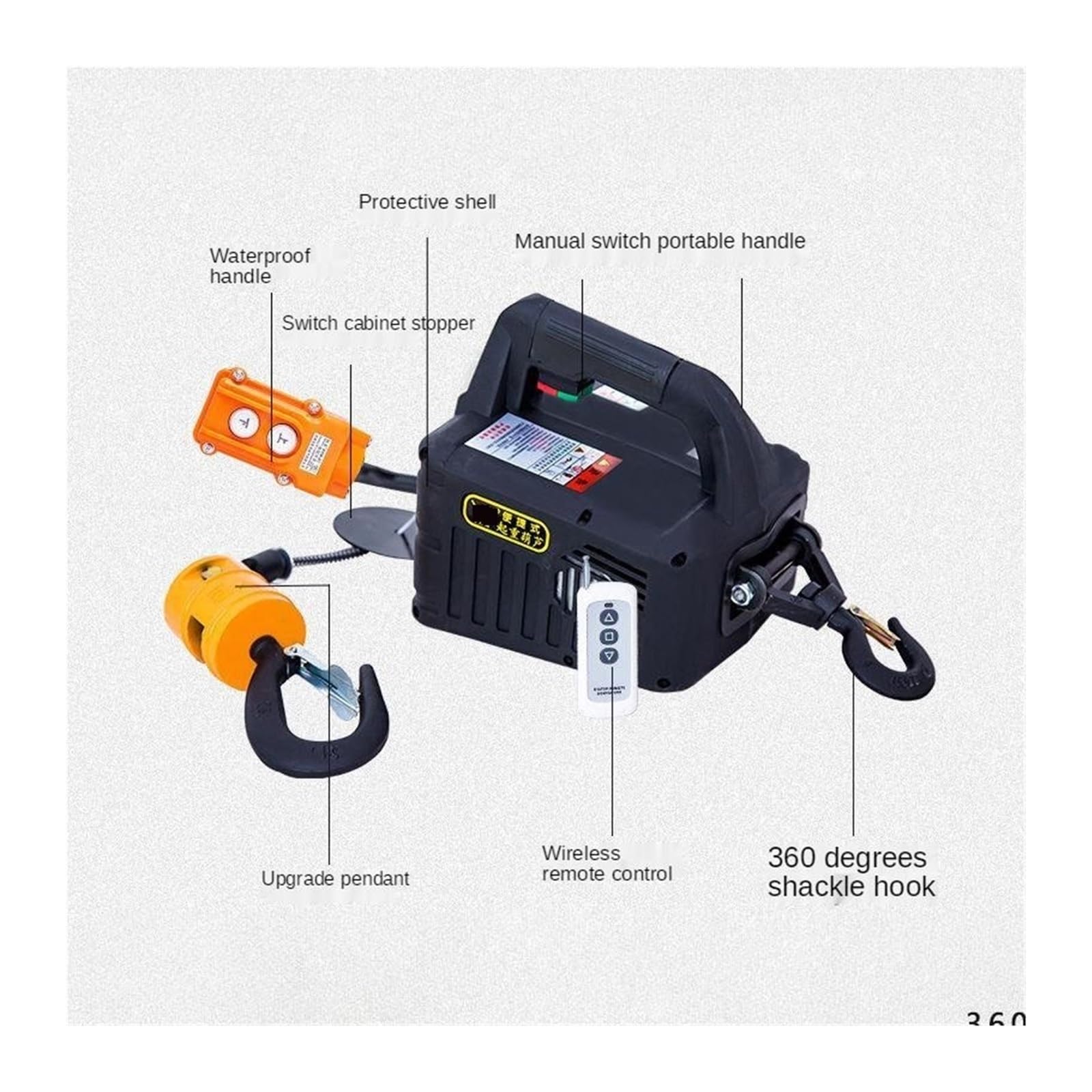 Paranco elettrico portatile da 500 kg for auto, fai te, movimentazione merci, sollevamento officina di produzione Per uso fai da te(Remote control)